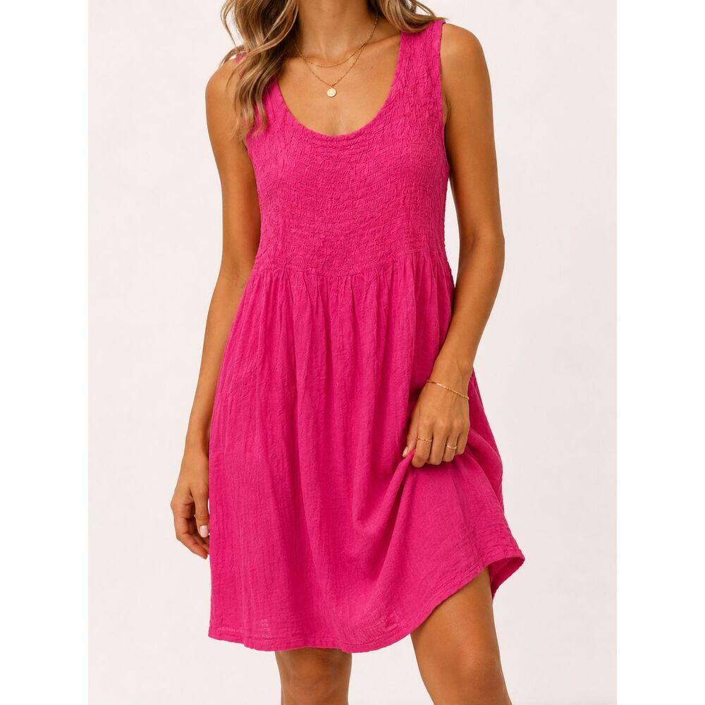 Peaceful People Pink Rayon Babydoll Dress XL Boho Cottagecore Y2K